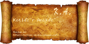 Kotlár Anikó névjegykártya